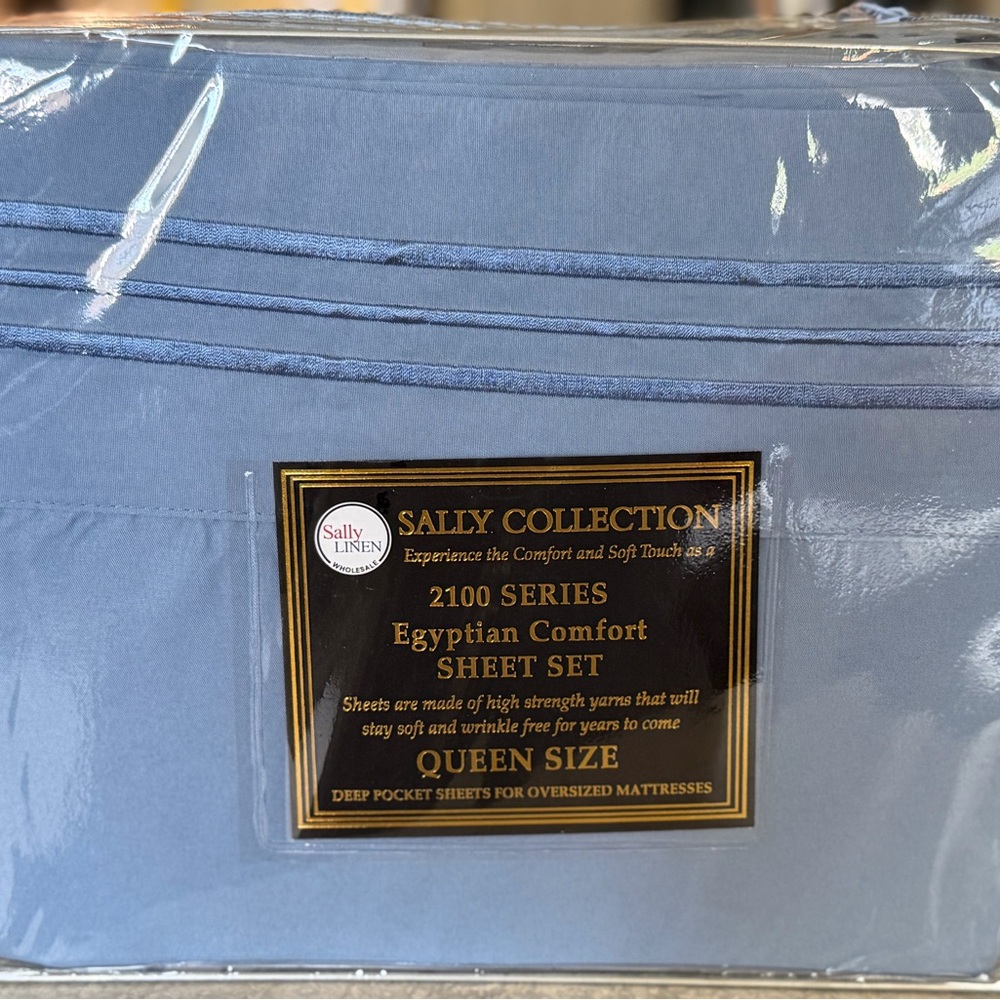 New blue /gray Egyptian Comfort Sheet Set Queen size 4PCS